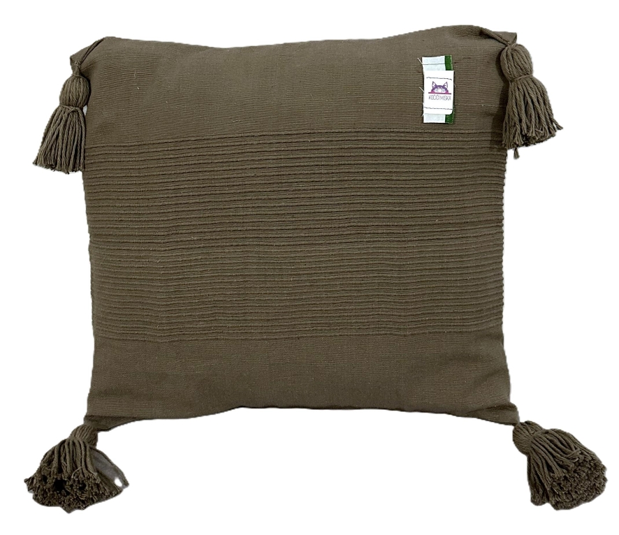 Potah na polštářek Khaki se střapci č. 2